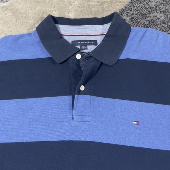 Tommy Hilfiger Rugby Polo Shirt Men 2XL Blue Striped Academic Preppy SOLD OUT - Picture 3 of 12